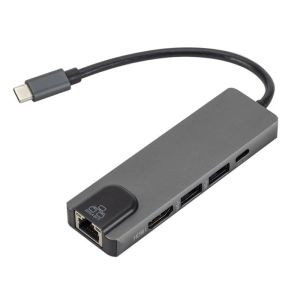 4K USB C Hub a Gigabit Ethernet RJ45 LAN 5 en 1 Adaptador de cubo USB tipo C para Mac Book Pro Thunderbolt 3 USB-C Charger PD PD