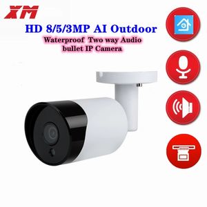 Caméra IP extérieure 4K XM 5/3MP AI Caméra de sécurité POE étanche en métal audio bidirectionnel Vision nocturne bullet Cam système NVR H.265 240126