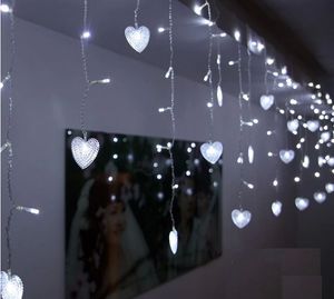 4m 100 LED rideaux lumières 18 pcs en forme de coeur dedans de décoration de fête de mariage de mariée de Noël AC220V / 110V