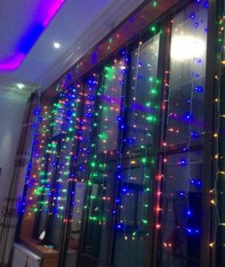 4m * 4m 4m * 5Mleds Fairy String Icicle LED Curtain Light 512/640 Bulbes Noël Mariage de Noël Mariage Garden Decor 16 Strands