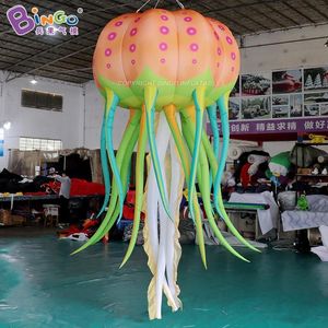 L'inflation gonflable extérieure de méduse de hauteur de 4M allume des modèles de thème d'océan animal pour la décoration de carnaval de fête avec le ventilateur d'air publicité événement jouets sport