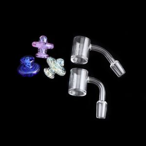 4mm biseauté Edge Clear Bottom Quartz Banger Nail Smoking Tool avec Design UFO Glass Carb Cap 10mm 14mm 18mm Male Female For Water Bongs