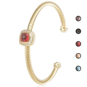 Bracelet à breloques de 4 mm pour femmes et hommes, bracelet classique en laiton plaqué or avec zircone cubique de 7 mm