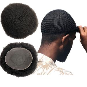 4mm racine vague # 1b naturel noir malaisien vierge cheveux humains postiche 8x10 toupet pleine dentelle unité pour hommes noirs
