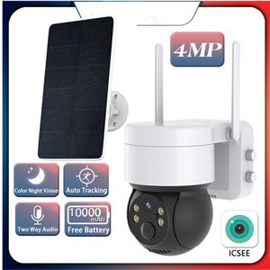 Caméra solaire 4MP Wifi détection humaine extérieure PIR caméras IP de Surveillance couleur avec panneau solaire batterie de Recharge 10000mAh