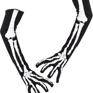 Guante largo de esqueleto para Halloween, 4 pares, Cosplay, cara de fantasma, huesos, esqueleto, espectáculo, guante, disfraz de actuación Emo