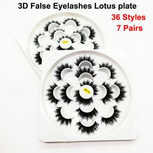 7 pares de pestañas postizas pestañas de visón 3D pestañas 5D maquillaje de ojos hecho a mano pestañas postizas naturales gruesas pestañas suaves 36 estilos placa de loto