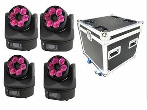 4 pièces et flightcase 6X15w RGBW 4IN1 Led yeux d'abeille faisceau lumière principale mobile DMX scène variateur de lumière 10/15 canaux