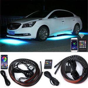 4Pcs Car Underglow Neon lights Accent Strip RGB Colored Decorative Light Sound Active Underbody Atmosphere Lamp APP Control