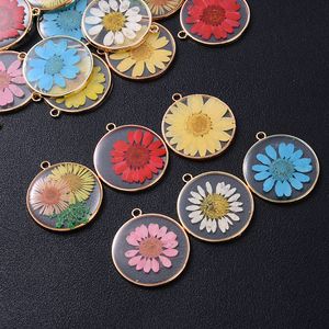 4 pièces plat rond Transparent immortel marguerite éternelle fleur pétale résine acrylique pendentif à breloques pour la fabrication de bijoux collier boucle d'oreille