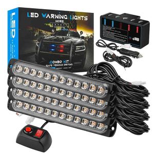 4pcs Led Kit 12SMD Strobe Warning Light Grille Flashing Lightbar Truck Car Beacon Lamp Amber Traffic 12V