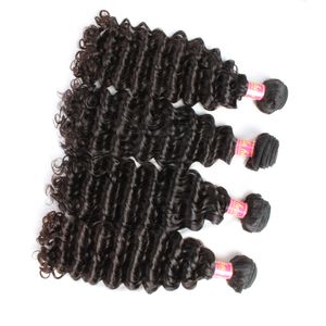 Bella Hairﾮ 8-30 Paquetes de cabello virgen brasileño Cabello ondulado profundo Tejido Trama doble Color natural sin procesar