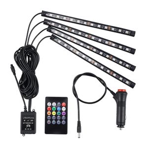 4 unids/set estilo de coche 12V tira de luces LED lámparas de ambiente decorativas accesorios interiores de automóviles con control remoto