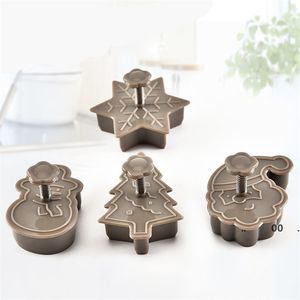 4pcs / set Cookies Cutter Moule de cuisson Arbre de Noël Bonhomme de neige Père Noël Flocon de neige Moules Cuisine Outils de cuisson LLD11661