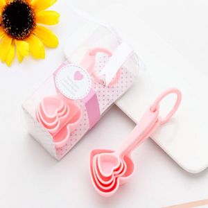 4 unids/set cuchara medidora creativa en forma de corazón cucharas medidoras de plástico para regalo de fiesta de boda favores de Baby shower