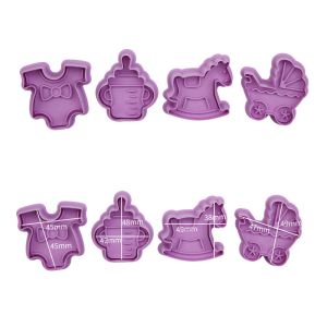 4pcs/set Diy sello Moldo de galletas 3D Cutter Cutter Cutter Decoración Food Fondant Fondant Molde Herramienta