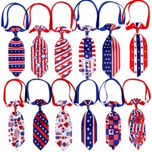 4 de julio Bandera estadounidense Corbatas para perros Día de la Independencia Corbatas para cachorros Corbatas para perros patrióticas hechas a mano para perros pequeños, accesorios lindos para mascotas, accesorios para vacaciones, 12 colores al por mayor A708