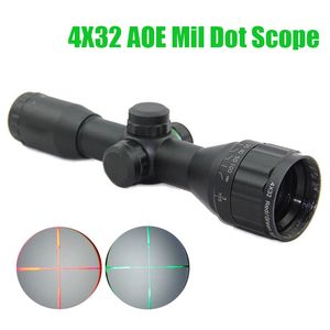 4x32 Tactical Aoe Red and Green illuminé MIL Dot Rifle Scope Hunting Optics Compact Portement