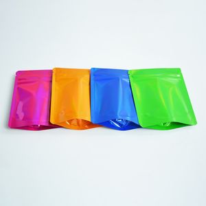 Bolsa de mylar de color de pie de 4x5 pulgadas sin imagen con bolsas de plástico con cremallera para bombones de cáñamo de caramelo dh0876