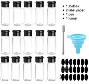 5/10/15/20PC Spice Tools Jars For Spices Salt And Pepper Shaker Seasoning Jar spice organizer Plastic Barbecue Condiment Kitchen Gadget Tool H23-39