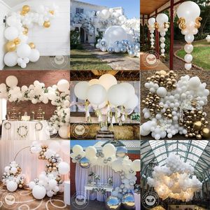 5-36Inch Hermosos globos de boda Blanco Latex Redondo Mini Jumbo Globo Arco Decoración Soft Light Trail Trail Helium Baloon