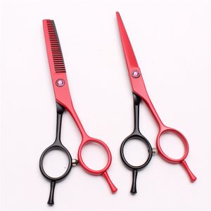 5.5" 440C Red Customized Logo Professional Human Hair Scissors Cutting or Thinning Scissors Barber"s Hairdressing Shears Style Tools C1012