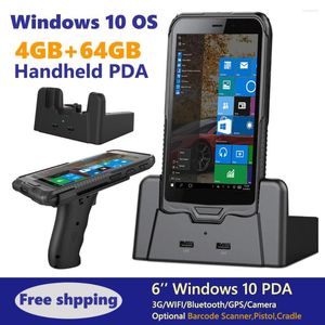 Terminal PDA portable robuste de 5.98 pouces, collecteur de données 6 Windows 10, avec lecteur de codes-barres, berceau de pistolet RFID
