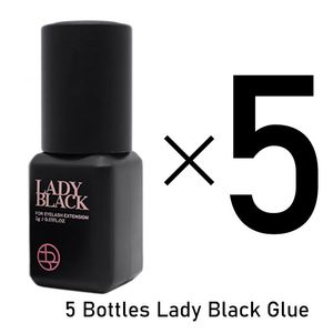 5 bouteilles Lady Black Lash Glue Korea sèche les plus rapides les plus forts Faux Extensions de cils Glu 5 ml Tools de maquillage Adhésif professionnel 240426