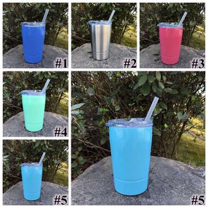 5 couleurs 12 oz tasse de lait pour enfants tasses à bière isolées sous vide tasses à café en verre à vin en acier inoxydable avec couvercle avec paille CCA9237 30pcs