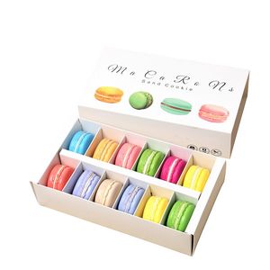 5 colores Candy Color Macaron Box 12 Cells Gift Wrap Cake Biscuit Muffin Boxes 20 * 11 * 5 CM Envasado de alimentos Regalos Papel DH8007