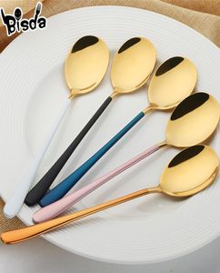 5 couleurs cuillères à soupe coréen style cuillères de dîner de haute qualité fonctionnelles manèges mélange de scoop glacée miel de cuisine outils 2755041