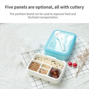 Boîte à lunch Bento à 5 grilles avec compartiment Conteneur alimentaire Voyage Pique-nique Stockage de fruits Vaisselle