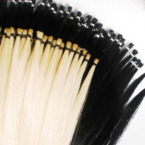 5 Hanks 4/4 3/4 1/2 1/4 1/8 Violín Bow Horsehair genuino de 80 cm de longitud natural AA Mongolia Cabello de cabello Reparación de reverso Blanco negro