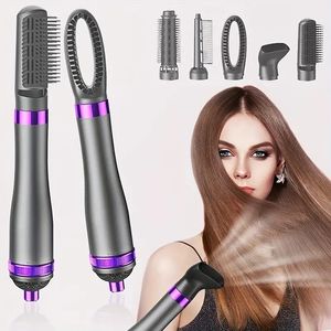 Cepillo de secador de cabello 5 -en -1: volumen de reventón para el cabello de un solo escalero para alisar, rizar, secar, peinar - Cerrar pincel de aire caliente para el cabello suave y saludable