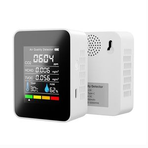 5 in 1 Indoor Air Quality Monitor Handheld Portable Desktop Carbon Dioxide Gas Analyzer Detector Smart TVOC HCHO CO2 Temperature Humidity
