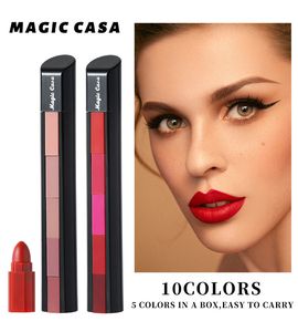 5 en 1 ensemble de rouge à lèvres mat étanche combinaison nue brillant à lèvres longue durée velours rouge spectacle teint Sexy teintes pour les lèvres cosmétique