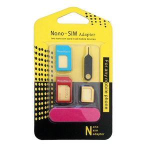 5 en 1 Metal Nano SIM Card to Micro Standard Adapter Converter Set Pour iPhone 4 4s 5 5c 5s 6 6s Samsung