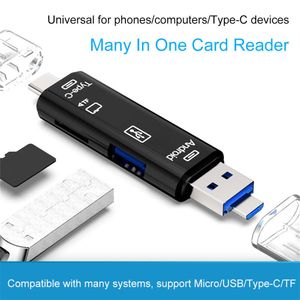 5 en 1 adaptador de tarjeta de memoria SD Adaptador USB lector de tarjetas Tipo C Micro Micro SD de memoria para MacBook portátil USB 3.0 SD / TF lector de tarjetas de OTG