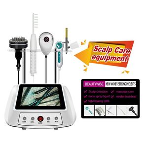 Machine portative de croissance de cheveux de soin du cuir chevelu 5 en 1 avec analyse de détection de follicule pileux Nano Spray équipement de beauté de Massage par vibration à haute fréquence pour Salon