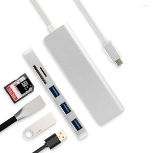 Adaptador de USB-C de aleación de aluminio 5 en 1 tipo C, lector de tarjetas SD con puerto USB 3,0 para portátiles XPS 13 12 15 XPS13 XPS12 XPS15 G3 G7