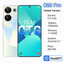 5 pouces C20 Pro 3G Phone cellulaire MTK6580M Quadcore 1 Go RAM 16 Go Rom 2M Camera primaire 5MP APPACIATION ARRIÈRE DUAL NANO SIM MOBILEPHONE