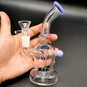 5 pulgadas Mini Dab Rigs Bong de vidrio Hookahs Oil Rigs Recycler Bubbler Doble peine Percolador Waterpipe Con 14 mm Junta Única