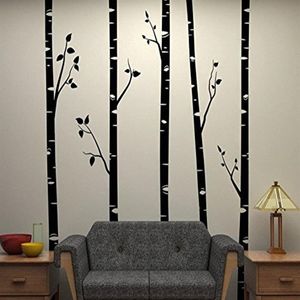 5 grands bouleaux avec branches Stickers muraux pour chambre d'enfants amovible vinyle mur Art bébé pépinière Stickers muraux citations D641B 201201980