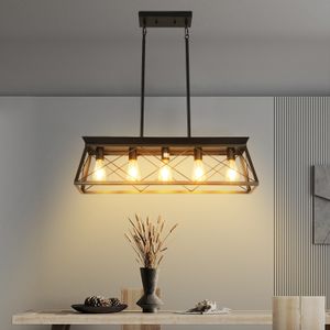Lustres modernes lustres de ferme à 5 lumières pour salle à manger, luminaire suspendu rustique en métal (sans ampoules)