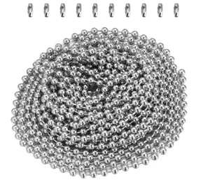 5 mètres de long en acier inoxydable boule perle chaîne 2,4 mm perlé chaîne à rouleaux avec 10 connecteurs assortis en métal résultats de bijoux chaînes marquage bricolage