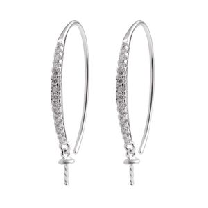 Earwire Findings 925 Sterling Silver Hook Pendientes colgantes de perlas Semi montaje Cubic Zirconia Jewellery 5 pares