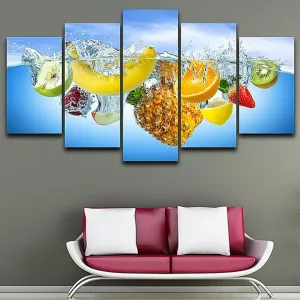 5 Panel Fruit in Water Toivas peindre des affiches de nourriture et des impressions d'art d'image d'été pour décoration de salon sans cadre