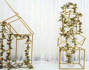5 PCS Set Stage Mouding Scene Decoration Square Flower Colnm Stand Road Lead Metal Metal Shelf Display Rack 3 couleurs Install5359863