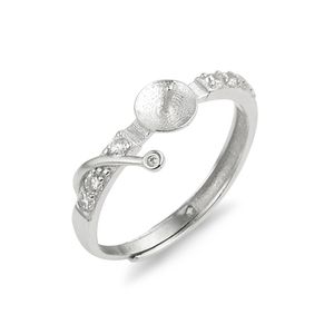 Configuración de anillo en blanco Anillos de banda de circón de plata esterlina 925 Joyería Perla de agua dulce Semi montaje 5 piezas