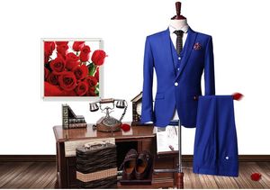 Real Photo Royal Blue Man Blazer Suit Groom Tuxedos Peaked Lapel Groomsmen Men Wedding Holiday Clothing (Veste + Pantalon + Cravate + Gilet + Mouchoir)